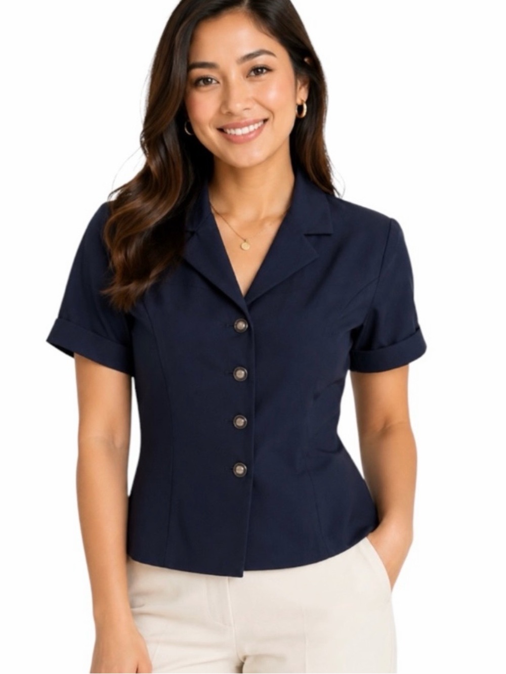 Vintage Kasper Navy Short-Sleeve Blazer
